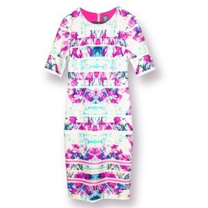 Vince Camuto Dress! Bright & Colorful Scuba Sheath Dress - Sz 10 - Like New EUC